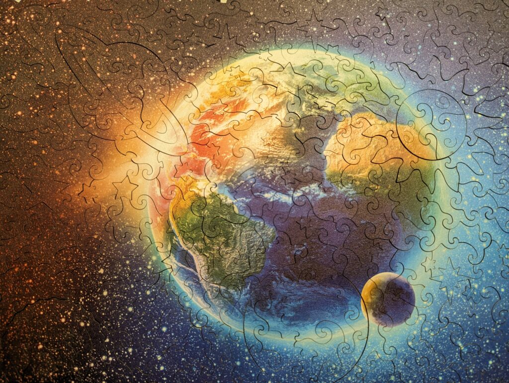 UNIDRAGON Holz-Puzzle – Weltraumplanet Erde (250 Teile)