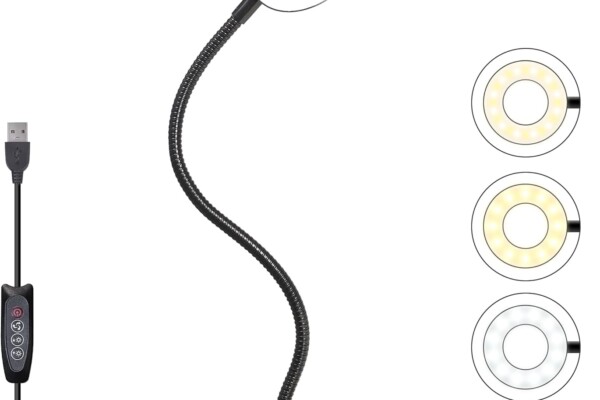 Foneso Clip-Lampe – 48 LED-Schreibtischlampe mit Schwanenhals