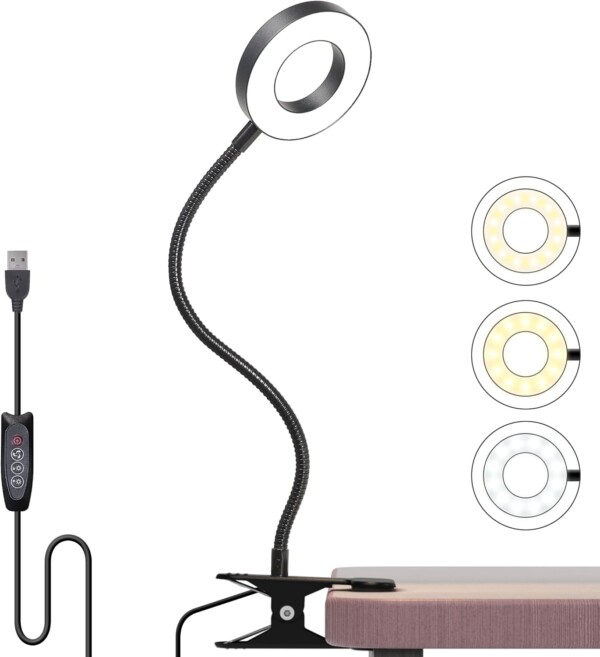 Foneso LED-Klemmlampe ,48 LEDs Dimmbare Leselampe