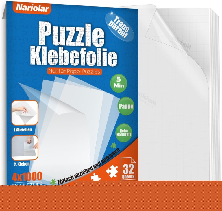 Puzzle kleben: Flüssigkleber oder Klebefolie? 2 Nariolar Ultra-haftende Puzzle Klebefolie 32 Stück selbstklebend