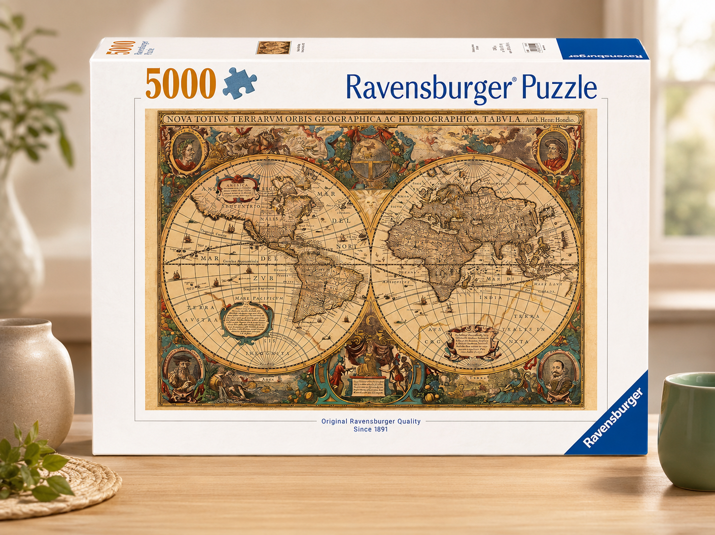 Historische Weltkarte, Henricus Hondius 1630 1 Ravensburger - Historische Weltkarte 5000 Teile