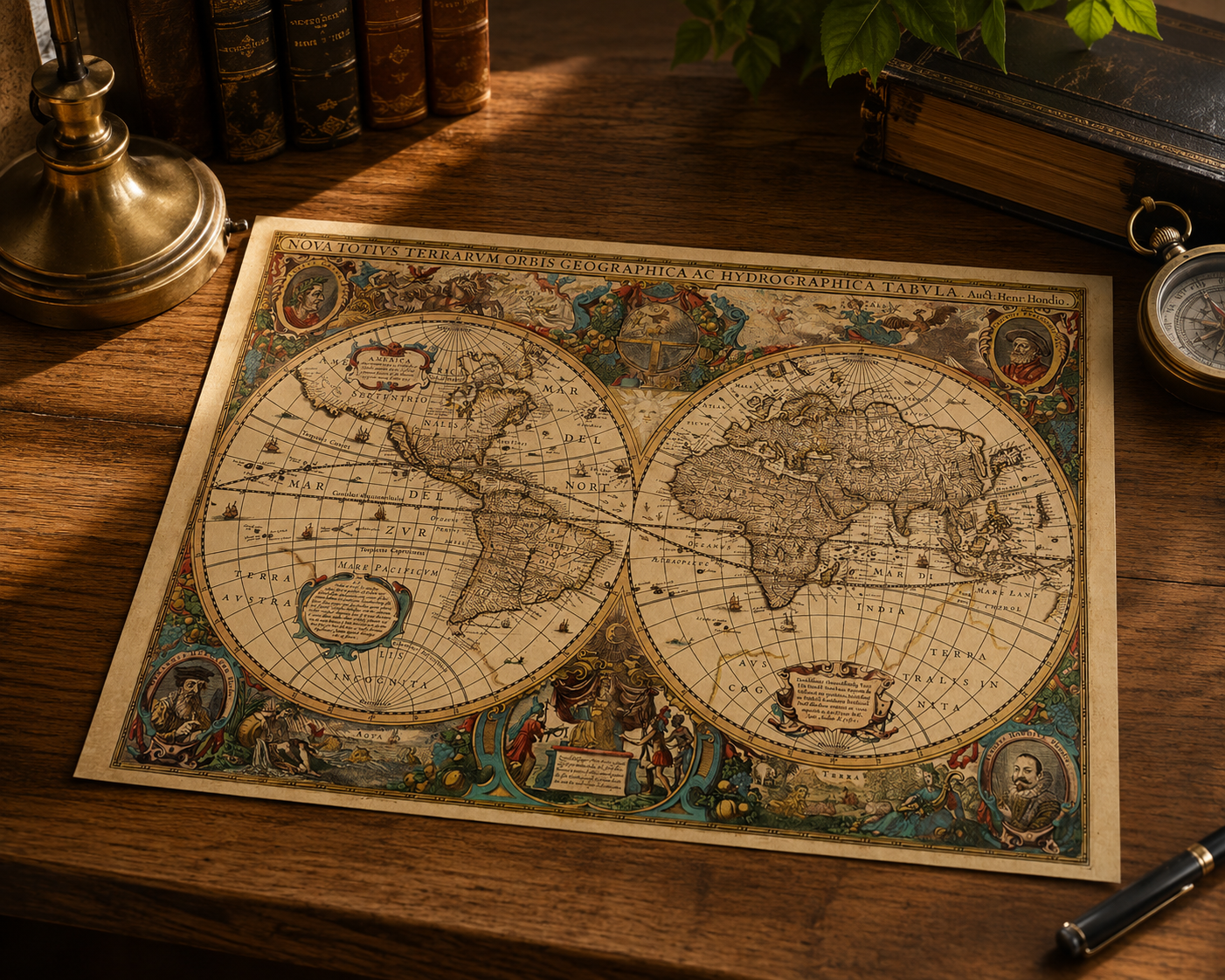 Historische Weltkarte, Henricus Hondius 1630 2 Ravensburger - Historische Weltkarte 5000 Teile