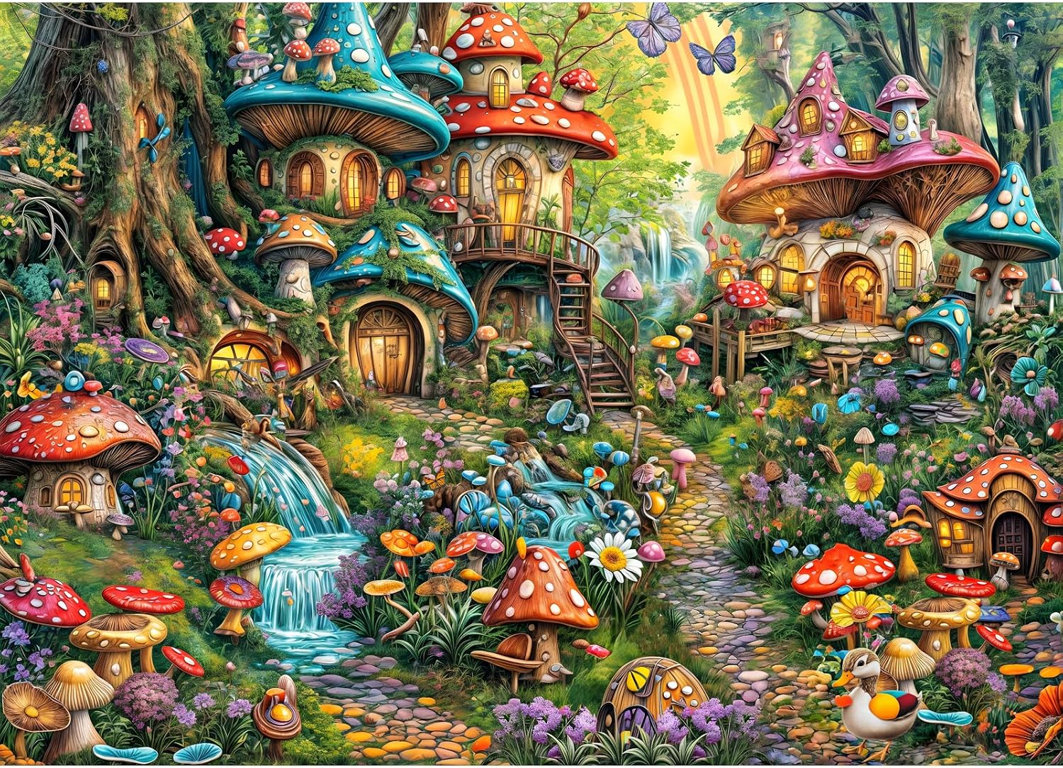 MOJIGE Tierisches Pilzdorf – 1000 Teile Puzzle