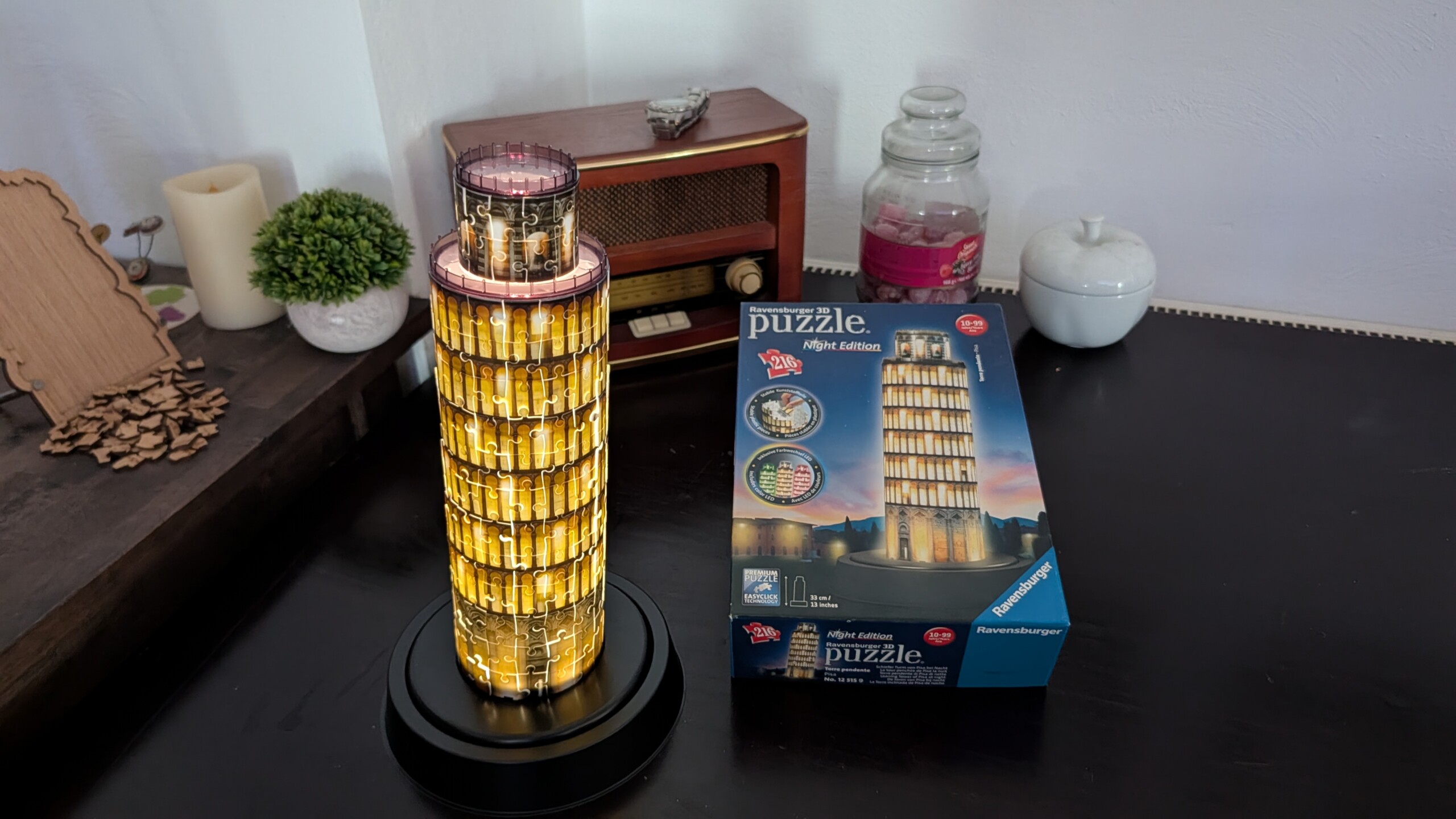 Ravensburger 3D-Puzzle Schiefer Turm von Pisa bei Nacht – 216 Teile mit LED-Beleuchtung 11 Schiefer Turm von Pisa bei Nacht