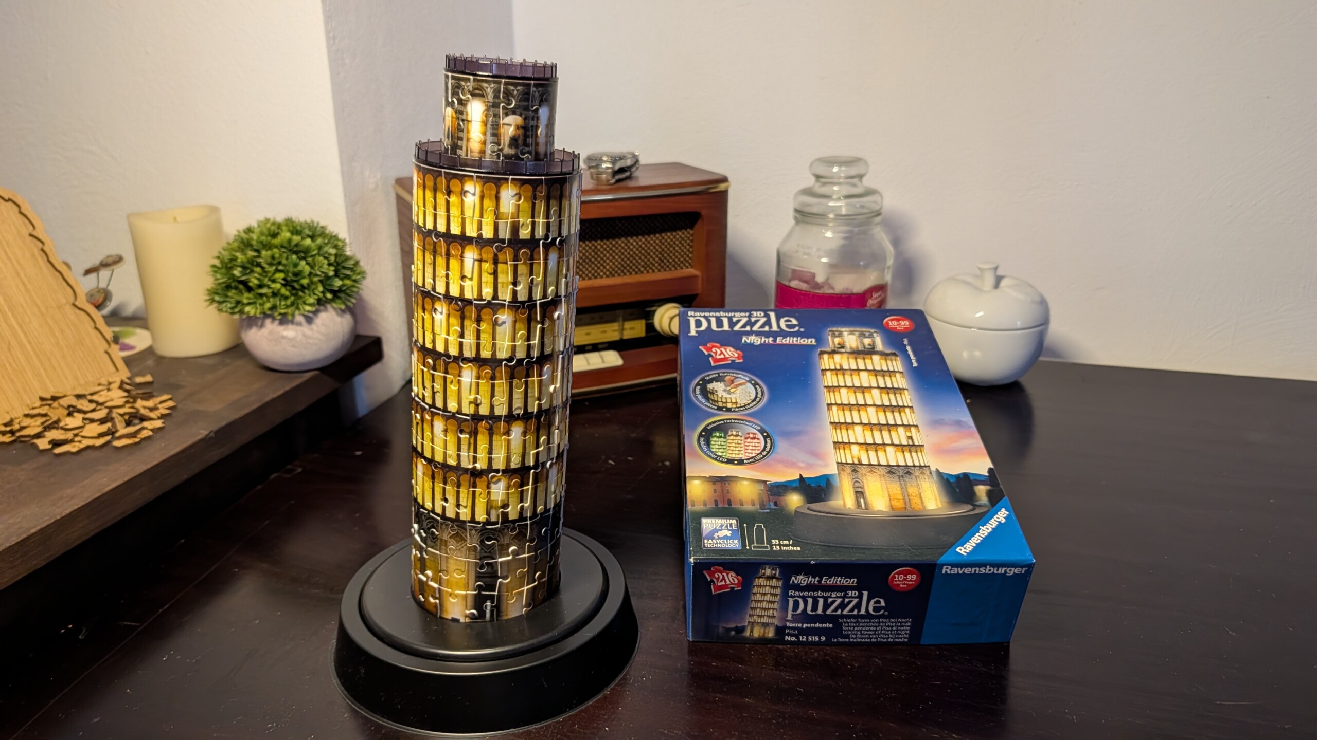 Ravensburger 3D-Puzzle Schiefer Turm von Pisa bei Nacht – 216 Teile mit LED-Beleuchtung 7 Schiefer Turm von Pisa bei Nacht