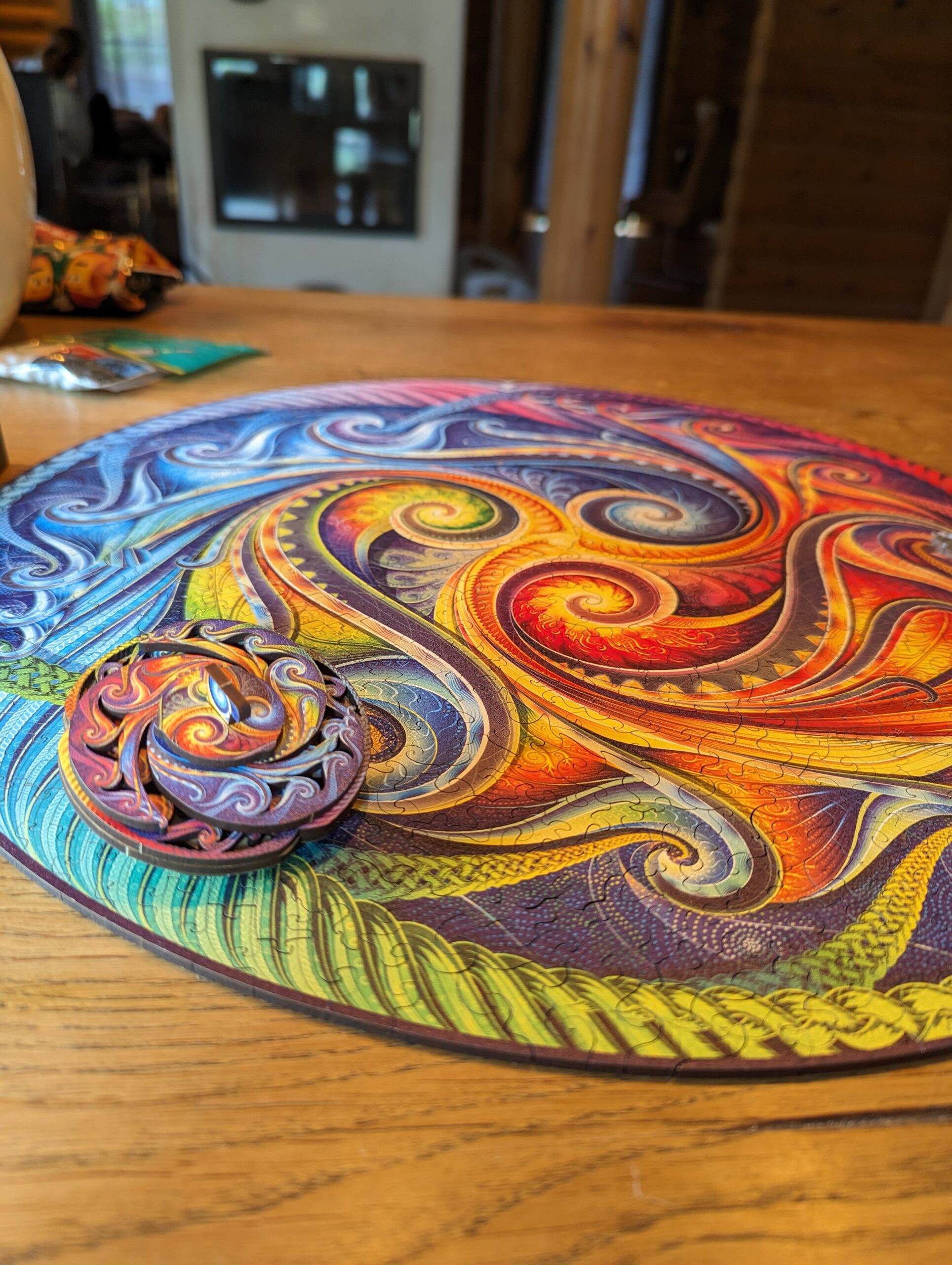 UNIDRAGON Mandala Spiral Incarnation – Holzpuzzle 700 Teile Rund